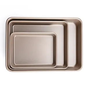 Heavy-duty Carbon Steel Baking Cookie Bread Dish 10/13/15.5 Inch Cake Tin Thickened Non-stick Rectangular Deep Baking Pan