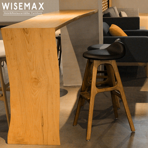 WISEMAX Design moderno <span class=keywords><strong>gambe</strong></span> in <span class=keywords><strong>legno</strong></span> morbido sedile alta sedia da bar per ristorante mobili per la casa stile nordico in pelle di <span class=keywords><strong>legno</strong></span> <span class=keywords><strong>sgabello</strong></span> da bar - Product Image 3