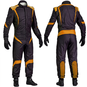 Traje de Carreras Personalizable de Dos Capas Negro/Naranja Edoor Wear para Karting, Diseño de una Pieza con Forro, para Uso en Exteriores, Venta al Por Mayor - Product Image 1