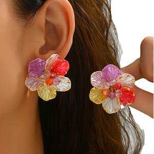Pendientes de Perlas de Imitación con Diseño Floral de Aleación de Zinc para Mujer, Elegantes y Modernos, Regalo de Moda para Aniversario - Product Image 1