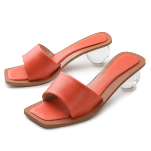 Size 35-43 Crystal <b>Round</b> Ball <b>Heels</b> Slippers Women Summer Beach Peep <b>Toe</b> Slides Shoes Woman Flip Flops Sandals - Product Image 1