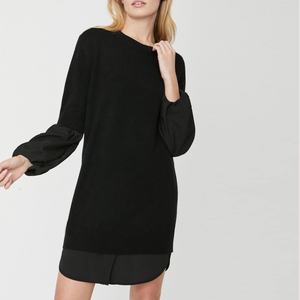 Vestido de Punto de Lana de Color Sólido, Vestido de Suéter de Manga Larga para Otoño con Cuello Redondo, Estilo Casual, Material de Algodón para Mantener el Calor - Product Image 4