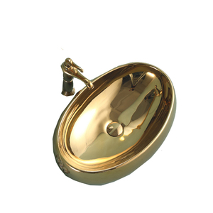 Meilleures ventes : Lavabo ovale moderne en porcelaine plaqué or, couleur platine argenté, pour salle de bain et hôtel - Product Image 5
