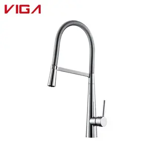 China Faucet Supplier Durable Pull Out Flexible Hose Kitchen Faucet With Swivel Spout