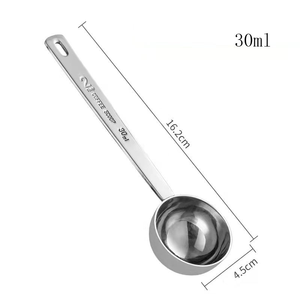 Juego de 2 cucharas medidoras de café de primera calidad - <span class=keywords><strong>1</strong></span> <span class=keywords><strong>cucharada</strong></span> (15 ml) y 2 cucharadas (30 ml) - Cucharas medidoras de café de acero inoxidable - Product Image 4