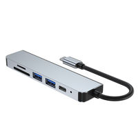 Base de Conexión USB-C 6 en 1 de Aleación de Aluminio, Adaptador OTG, USB 3.0, Multipuerto, Carga para Portátil, Ranura para Tarjeta SD/Micro