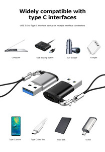 Adaptateur <span class=keywords><strong>USB</strong></span> 3.1 Type-<span class=keywords><strong>C</strong></span> Femelle vers <span class=keywords><strong>USB</strong></span> 3.0 Mâle, Convertisseur de Synchronisation de Données avec Porte-clés en Alliage d'Aluminium pour Téléphone Mobile - Product Image 5