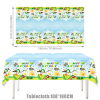 Ensemble de vaisselle et décorations d'anniversaire sur le thème de la chenille de dessin animé : Assiettes en carton, gobelets, serviettes, ballons, bannière et guirlande
