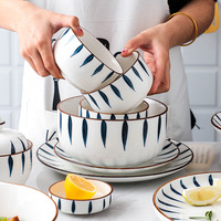 Autocollants en feuilles de prix d'usine, assiette ronde en céramique et bol, ensemble ustensiles de cuisson avec poignée pour la maison, pièces