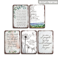 Letrero Metálico Floral con Versículo Bíblico, Decoración de Pared con Escritura Inspiradora para Dormitorio, Hogar o Granja
