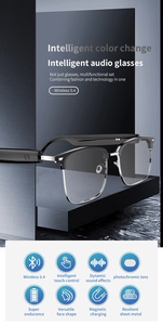 2025 BT Earphone Fashion Sport Sunglasses Color Change Lenses UV400 GS13 Music Control Smart Glasses for Men's Women Sunglasses - Product Image 5