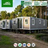 WELLUCKY Maison conteneur moderne extensible pour propriété de vacances, villa préfabriquée personnalisée avec grand salon et chambres privées