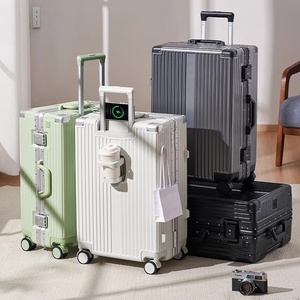 Valise à cadre en néoprène semi-aluminium 20 pouces 24 pouces, bagage de voyage résistant à l'usure, valise à roulettes avec serrure à code, bagage à main 114 - Product Image 5