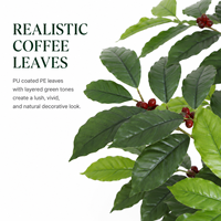 Arbre à café artificiel hyper-réaliste 120 cm, baies de cerise rouges, ignifuge, écologique, résistant aux UV, intérieur/extérieur, OEM