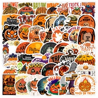 50 nordische Halloween-Graffiti-PVC-wasserdichte Deko-Aufkleber für Wasserbecher, Handys und grenzüberschreitende Feiertagsverpackungen