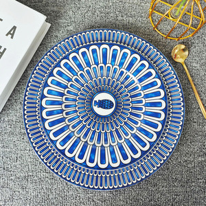 Meilleures ventes : Ensemble de 4 assiettes en céramique de style nordique de luxe bleu paon pour restaurant, avec boîte cadeau - Product Image 4
