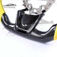 Volant de course personnalisé en fibre de carbone noire véritable à 3 branches avec cuir jaune pour KIA Stinger GT 2018-2023