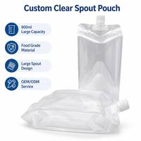 Sachet Doypack transparent personnalisé de 800 ml avec soufflet latéral pour emballage de liquides (jus, boissons) – Prêt à l'expédition