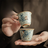 Tasse à thé en céramique imitation Song Ru Kiln Xiangyun Ruitu, tasse du maître, tasse de dégustation, ensemble de thé pour la maison