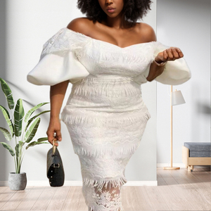 Vestidos de Fiesta con Hombros Descubiertos y Bordado Floral de Última Moda para Mujer - Product Image 2