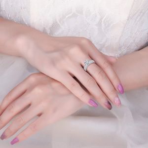 मोइससानाइट सगाई की अंगूठी ठीक गहने 925 स्टर्लिंग चांदी रोडियम प्लेटेड रिंग जिरकॉन प्रेमी शादी की अंगूठी स्टैकिंग - Product Image 6