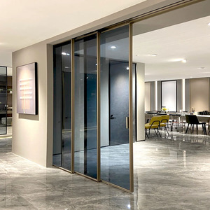 أبواب زجاجية منزلقة بإطار ألمنيوم ضيق جداً مقاومة للماء لغرفة المعيشة والمرآب، زجاج مزدوج مع معالجة حرارية - Product Image 1