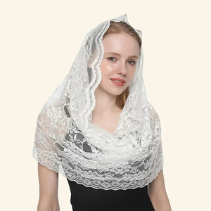 YOMO blanc mariage Cape dames dentelle châle foulards musulman Hijab mantilles de mariée pour église voile <span class=keywords><strong>catholique</strong></span> - Product Image 1