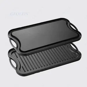 2-in-1 Reversible 20 Inch Pre-Seasoned Cast Iron Griddle for Gas Stove top with Easy Grip Handles
