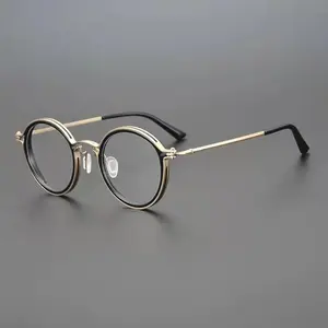 2022 Offre Spéciale titane fait à la main avec acétate rétro lunettes rondes monture optique hommes et femmes lunettes de lecture optiques