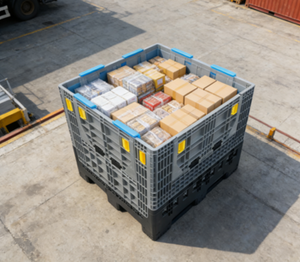Caisse de stockage en plastique de taille standard |   Roues, qualité alimentaire, matériau recyclable - Product Image 4