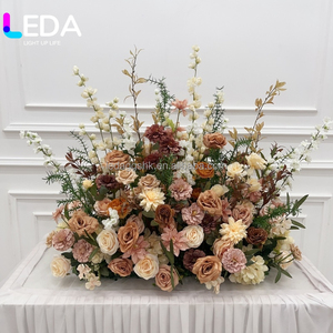 LEDA Romantic Silk <b>Flower</b> Arrangement Mixed Pink White Roses Handmade <b>Artificial</b> <b>Flowers</b> for Wedding Decoration - Product Image 2