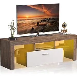 LED 63英寸电视架，房间家具led电视架木制电视柜，带储物的大型木制电视架