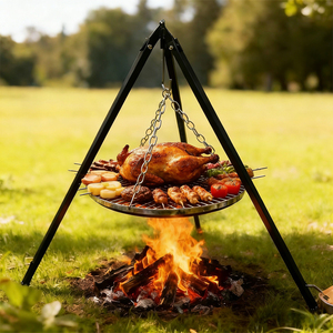 <span class=keywords><strong>Grille</strong></span> de barbecue triangulaire en acier inoxydable DaS, multifonctionnelle, réglable, <span class=keywords><strong>ronde</strong></span>, pour l'extérieur - Product Image 1