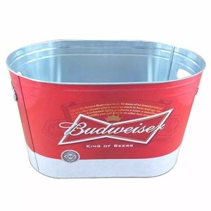 Good Quality Paint Printed Custom Metal Beer Ice Bucket Tin Metal Tin Box oval ice bucket