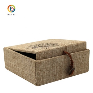 Linen Buddha Bead Box for Jewelry Necklace Pendant Ring Bracelet Brocade with Tassels Embossed Matt Lamination Folders - Product Image 4