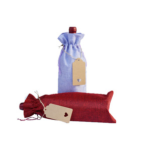 Sacs en toile de jute et lin réutilisables pour bouteilles de vin, avec cordon de serrage, pour cadeaux promotionnels en gros - Product Image 4