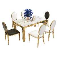 Ensembles de Salle à Manger Blancs Italiens Classiques Grande Table à Manger Rectangulaire en Marbre de Luxe avec 8 Chaises en Cuir pour Mobilier de Salle à Manger