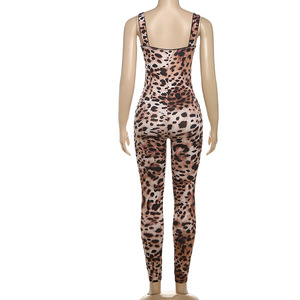Viviblook Z0114JP01 Bodycon de mujer 2025 primavera nueva moda Sexy estampado de leopardo Correa sin espalda cintura alta mono ajustado - Product Image 5
