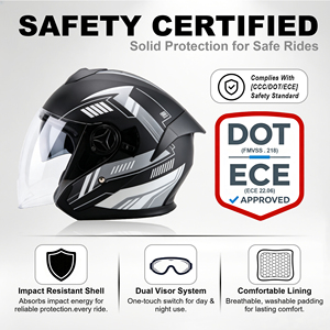 Casque de moto modulable DOT avec double visière, certifié DOT, 3/4 visière, léger, en ABS, pour homme et femme - Product Image 2