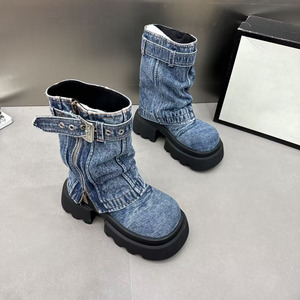 Botas de nieve nuevas para mujer, otoño/primavera invierno 2026, con forro de piel sintética, suela de goma, tacón grueso, aumento de altura, cálidas - Product Image 2