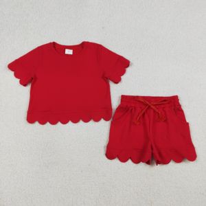 Conjuntos de Ropa Casual para Niñas RTS Boutique, 95% Algodón, 5% Elastano, Primavera Otoño, Estampado con Borde Festoneado, Camiseta Transpirable y Pantalones Cortos para Niños - Product Image 6