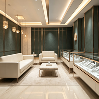 Décoration intérieure de bijouterie de luxe moderne, fabrication sur mesure de vitrines de présentation de bijoux en or rose, mobilier de magasin