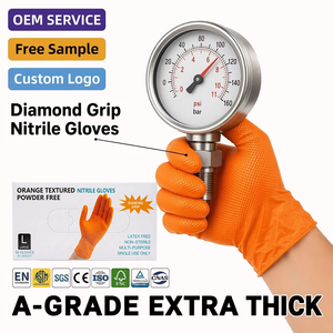 Toptan Çimento Eldivenleri 10mil Turuncu Nitril Eldivenler Elmas Dokulu Tek Kullanımlık Ağır Hizmet Tipi Endüstriyel Kalite Toplu Paket Kutu - Product Image 1