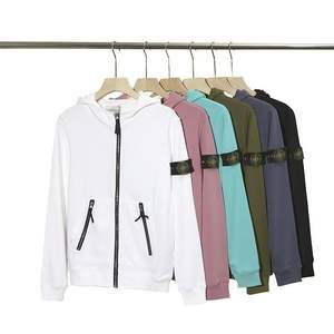 Spring and Autumn new style pure color compass sleeve logo trendy jacket metal zipper decoration STONE <b>sweater</b> - Product Image 1