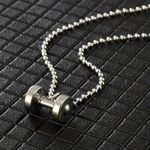 Collar con Colgante de Mancuerna de Acero Inoxidable Chapado en Oro Nuevo 2025 con Cadena de Eslabones para Hombre - Product Image 6