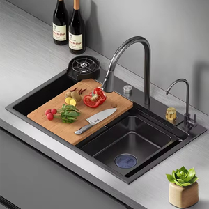 Fregadero de cocina Rectangular de un solo cuenco de acero inoxidable moderno con función de cascada de un solo orificio para uso doméstico - Product Image 6