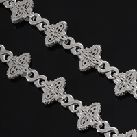 Étincelant Bling Bling Hip Hop 16mm Blanc CZ Trèfle Bracelet Collier En Laiton De Mode Fleur 5A Zircon Diamant Chaîne Cubaine