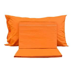 Ensemble de draps en coton orange, taille simple, taies d'oreiller incluses - Product Image 1