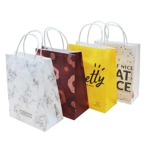 Túi Giấy In Tùy Chỉnh Mua Sắm Mang Đi Mua Sắm Túi Giấy Kraft Màu Nâu Trắng Có Tay Cầm - Product Image 3