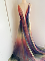 Tissu en tulle imprimé arc-en-ciel YAQIXIN, matière première textile, 100 % polyester, tissu en maille pour vêtements, moustiquaires
